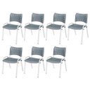 Ver imagem 2 de Cadeira Iso Base Branco Igreja, Escola, Escritório - Cinza Kit 7 Peças