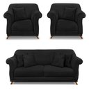 Ver imagem 1 de Kit 2 Poltronas e Sofá Living 2 Lugares 1,80m Vênus Suede Pés Castanho - Pallazio - Preto