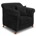 Ver imagem 4 de Kit 2 Poltronas e Sofá Living 2 Lugares 1,80m Vênus Suede Pés Castanho - Pallazio - Preto