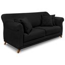 Ver imagem 3 de Kit 2 Poltronas e Sofá Living 2 Lugares 1,80m Vênus Suede Pés Castanho - Pallazio - Preto