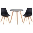 Ver imagem 1 de Conjunto Mesa Jantar Leda 80cm Preta + 2 Cadeiras Leda - Pretas