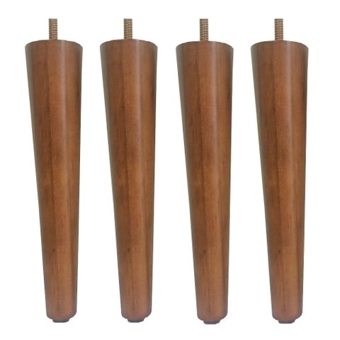Kit 4 Pé Palito 30cm Amendoa Marrom Claro Sofá Puff Cama Box Mesa