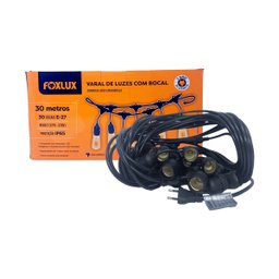Varal de Luzes 30 Metros Bocal E-27 Bivolt sem Lampadas Foxlux - 5