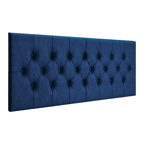 Cabeceira Painel Cama Casal 1,40 Capitonê Box Estofada - Azul Suede
