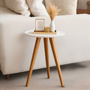 Ver imagem 4 de Mesinha Lateral de Canto com Pé Palito Estilo Retro Mesa Pequena Decorativa MDF Branca