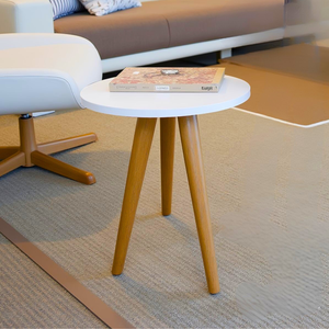 Mesinha Lateral de Canto com Pé Palito Estilo Retro Mesa Pequena Decorativa Mdf Branca