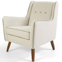 Ver imagem 1 de Poltrona Decorativa com Pés de Madeira Taroba D02 Algodão Bege C-381 - Lyam Decor
