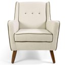 Ver imagem 2 de Poltrona Decorativa com Pés de Madeira Taroba D02 Algodão Bege C-381 - Lyam Decor