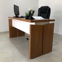 Ver imagem 7 de Conjunto para Escritório 2 Mesas Operacionais 1450 em Tamburato 100% MDF 145,3cm Freijó e Branco Artany