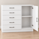 Ver imagem 5 de Cômoda para Roupas com 5 Gavetas e 1 Porta, Móvel Organizador para Quarto - Branco
