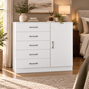 Ver imagem 1 de Cômoda para Roupas com 5 Gavetas e 1 Porta, Móvel Organizador para Quarto - Branco