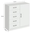 Ver imagem 6 de Cômoda para Roupas com 5 Gavetas e 1 Porta, Móvel Organizador para Quarto - Branco