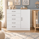 Ver imagem 2 de Cômoda para Roupas com 5 Gavetas e 1 Porta, Móvel Organizador para Quarto - Branco
