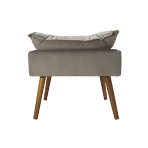 Poltrona Valência Estofada Pés Madeira Maciça Bege