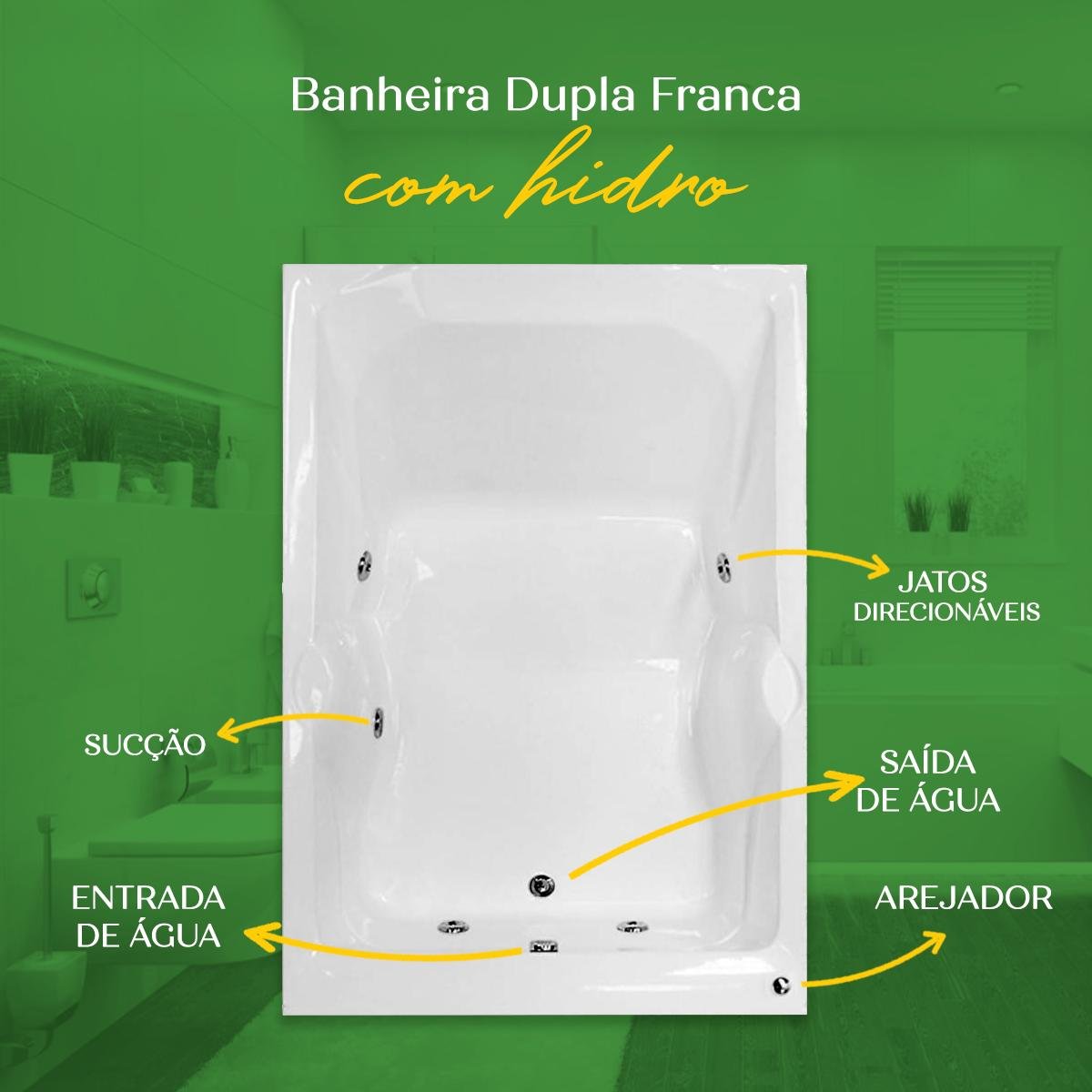 Banheira Dupla Franca com Hidro em Acrílico - 4