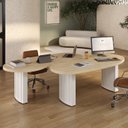 Ver imagem 1 de Conjunto para Escritório 2 Mesas Organic em Tamburato 2000cm Carvalho E Branco