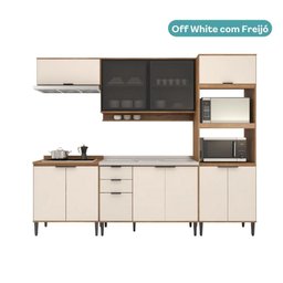 Armário de Cozinha Completa C Balcão Miami Studio Carraro Off White C Freijó - 6