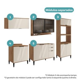 Armário de Cozinha Completa C Balcão Miami Studio Carraro Off White C Freijó - 5