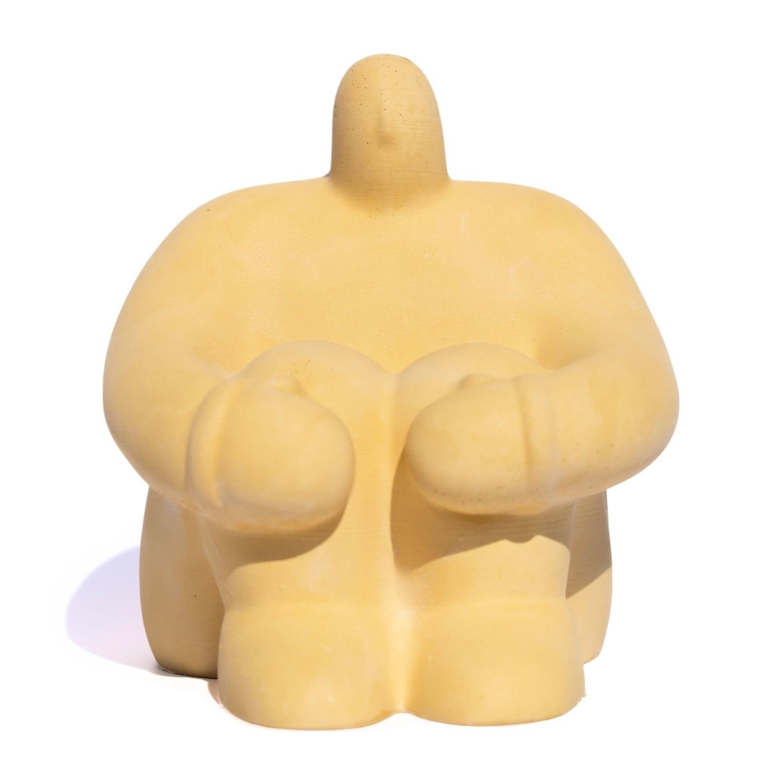 Estátua Decorativa Gigante Pensativo Artesanal 10x8,5cm em Resina Mineral - Amarelo