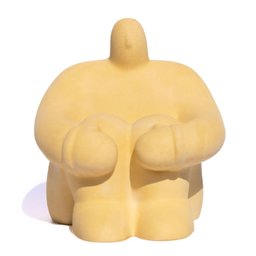 Estátua Decorativa Gigante Pensativo Artesanal 10x8,5cm em Resina Mineral - Amarelo - 1