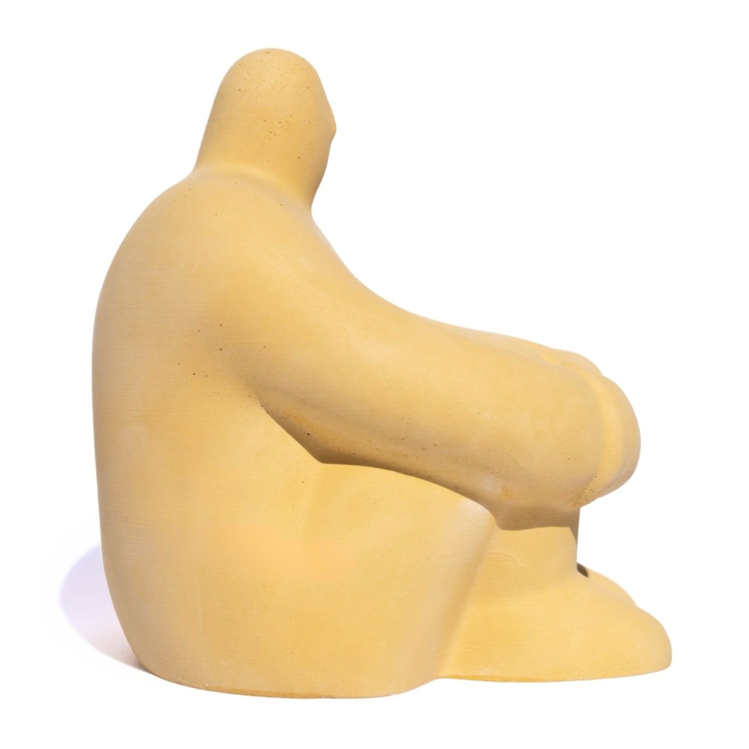 Estátua Decorativa Gigante Pensativo Artesanal 10x8,5cm em Resina Mineral - Amarelo - 2