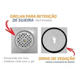 Ralo Click Quadrado 15 Cm Preto Fosco - 9