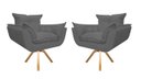 Ver imagem 1 de Kit 2 Poltronas Decorativa Opala Base Giratória Suede Cinza Mz Decor