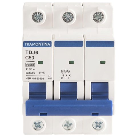 Minidisjuntor Tdj6ka 3 P 50 a Curva C Tramontina