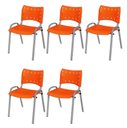 Ver imagem 2 de Cadeira Iso Base Cinza Escola, Escritório Laranja Kit 5 Un