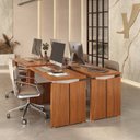 Ver imagem 1 de Conjunto Executivo 4 Mesas Operacionais 1250 Y37 100% MDF 1253cm Freijó e Branco Artany