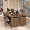 Ver imagem 1 de Conjunto Executivo 4 Mesas Operacionais 1250 Y37 100% MDF 1253cm Nogal e Preto Artany