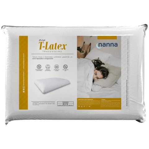 Travesseiro Nanna T-Latex 50x70cm Malha Respirável Hipoalergênico Macio