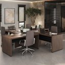 Ver imagem 1 de Conjunto Executivo 4 Mesas Tamburato 1600 1585cm Charuto e Preto Artany