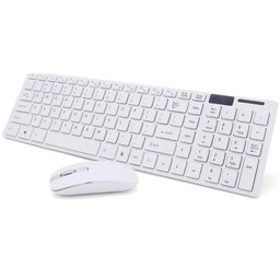Kit Teclado e Mouse sem Fio Wifi Usb 1600dpi 2.4ghz Branco - 1