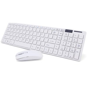 Kit Teclado e Mouse sem Fio Wifi Usb 1600dpi 2.4ghz Branco