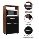 Ver imagem 3 de Balcão Multiuso para Micro-Ondas 2 Portas 1 Gaveta Nalu Savana/Preto