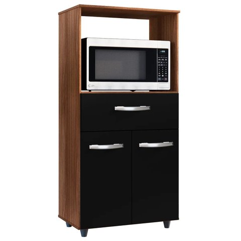 Balcão Multiuso para Micro-Ondas 2 Portas 1 Gaveta Nalu Savana/Preto