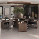Ver imagem 1 de Conjunto para Escritório com 6 Mesas Tamburato 1600 159cm Charuto e Preto Artany