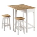 Ver imagem 2 de Conjunto De Mesa Dobrável Com 2 Banquetas Madeira Maciça Branco Lavado Corona White