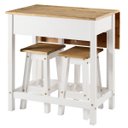 Ver imagem 1 de Conjunto De Mesa Dobrável Com 2 Banquetas Madeira Maciça Branco Lavado Corona White