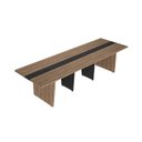 Ver imagem 3 de Kit Mesa Reunião Escritório 8 Lugares com 2 Módulos p/Extensão, Caixa de Tomada, Tampotamburato 50mm Marrom/Nogal/Preto Artany
