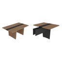 Ver imagem 2 de Kit Mesa Reunião Escritório 8 Lugares com 2 Módulos p/Extensão, Caixa de Tomada, Tampotamburato 50mm Marrom/Nogal/Preto Artany