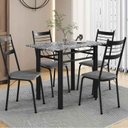 Ver imagem 1 de Conjunto Tubular de Mesa e Cadeiras Palma Preto/Platina/Ocre