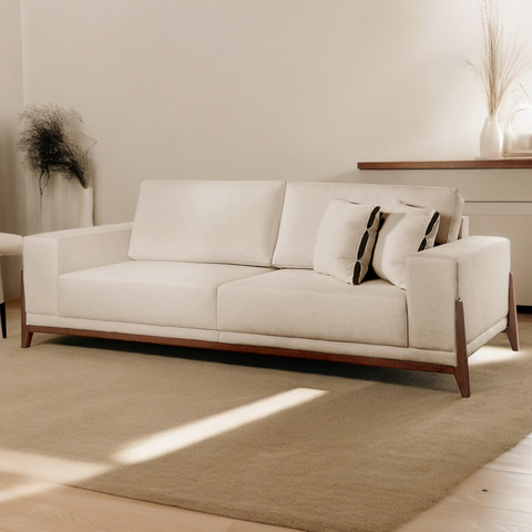 Sofá Fixo Magnus 3 Lugares Luxo 2,10m Elegância e Sofisticação Bege Claro