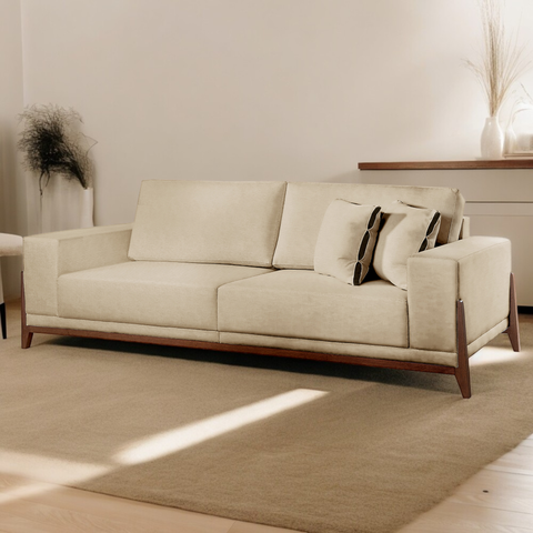 Sofá Fixo Magnus 3 Lugares Luxo 2,30m Bege