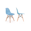 Ver imagem 1 de Kit 2 Cadeiras Charles Eames Eiffel Azul Base Madeira Sala Cozinha Jantar - Bering