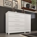 Ver imagem 2 de Cômoda Barcelona com Pés 4 Gavetas e 1 Porta Ripada Tcil:neve