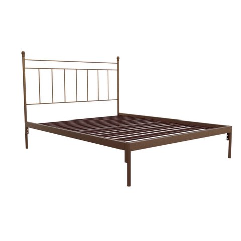 Cama de Ferro Romana Queen Size - Peseira Reta Icamas Marrom com ouro Envelhecido
