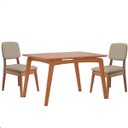 Ver imagem 1 de Mesa de Jantar com 2 Cadeiras Ravi Nature Linho Bege Base de Madeira