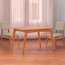 Ver imagem 2 de Mesa de Jantar com 2 Cadeiras Ravi Nature Linho Bege Base de Madeira